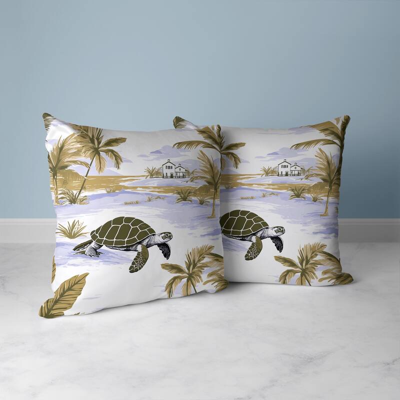 Sandy Shores Turtle Faux Suede Reversible Throw Pillow Olive and Green