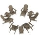 preview thumbnail 41 of 85, Vineyard HIPS Outdoor Folding Eco-Friendly All Weather Seashell Adirondack Chairs (12-Piece Conversation Set)