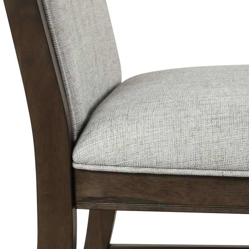 Modern Solid Wood Upholstered Dining Chairs with Fabric Seats and Rubberwood Legs, for Dining Rooms, Set of 2