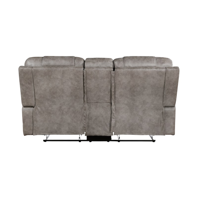 Fremont & Park Gerald 76.5" Microfiber Manual Double Reclining Loveseat with Console