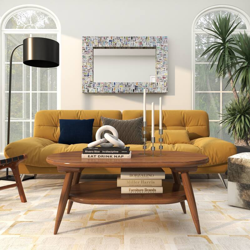 Multi Colored Paper Handmade Recycled Magazine Frame Room Wall Mirror