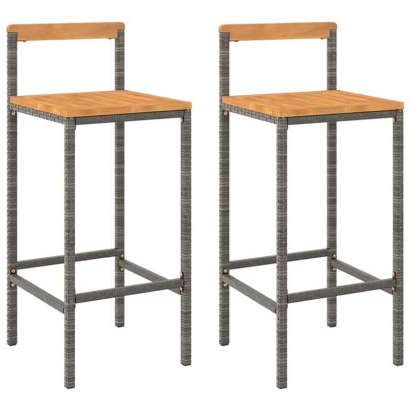 vidaXL Bar Stools 2/4 pcs Poly Rattan and Solid Wood Acacia