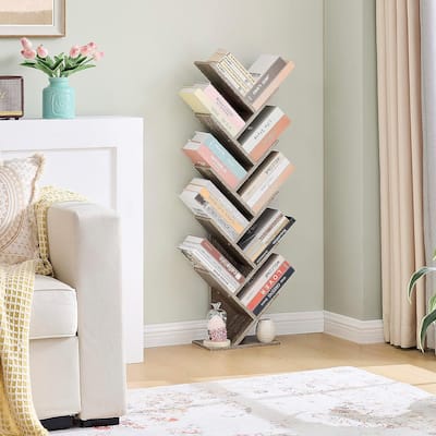 10 Tier Free Tree Bookshelf, Display Floor Standing Shelf for Books