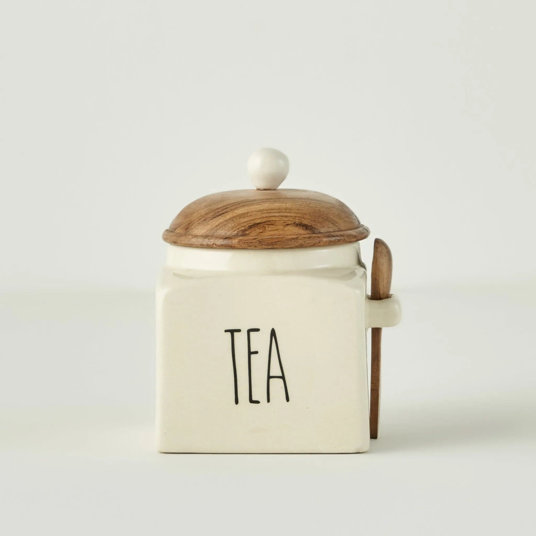 Brev Ceramic Jar with Acacia Lid & Spoon