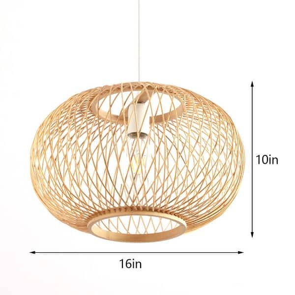 Nulty Hand-made Bamboo Rattan Single Lantern Pendant Light - 16"