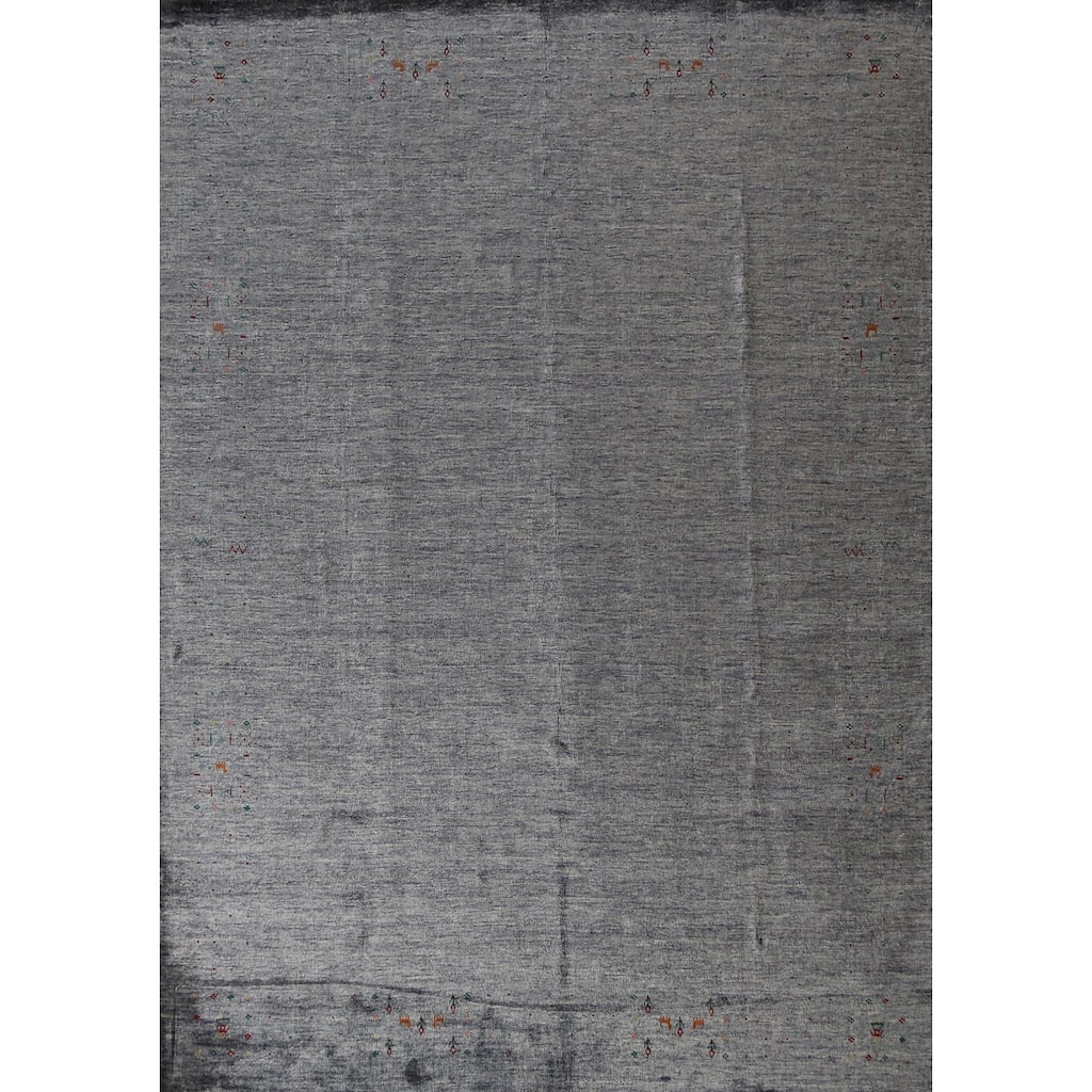 Hand Knotted Oriental 100% Wool Carpet Tribal Tribal Greys & Charcoal Gabbeh Area Rug - 12' 1'' X 9' 4''