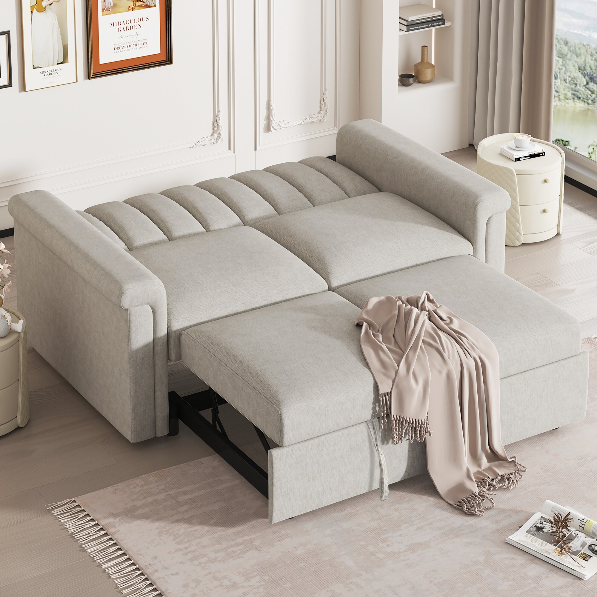sofa bed ソファベッド Convertible Sofa Bed with Adjustable Recline and Hidden Bed