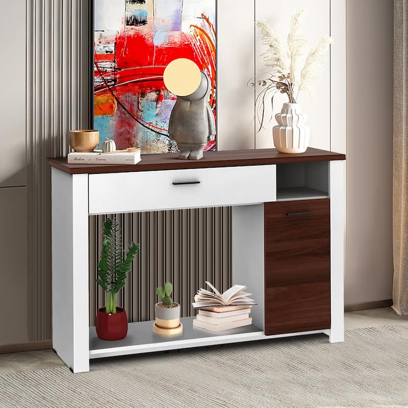 Costway 48'' Console Sofa Table with Drawer Height Adjust Cabinet - See Details