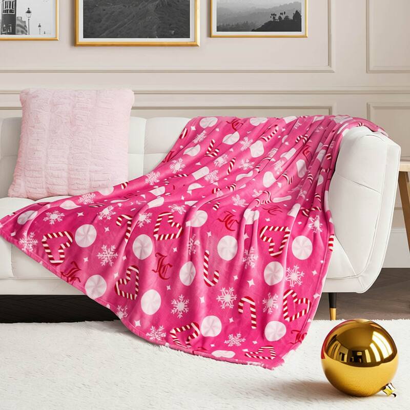 Juicy Couture Holiday Plush Throw Blankets - 50" x 70" - Hot Pink