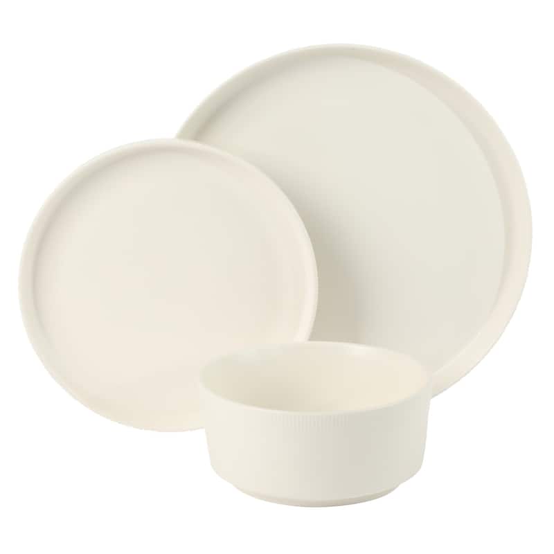 Gibson Home Dempsey Road 12-Piece Durable Modern Embossed Stoneware Dinnerware Set - Service for 4