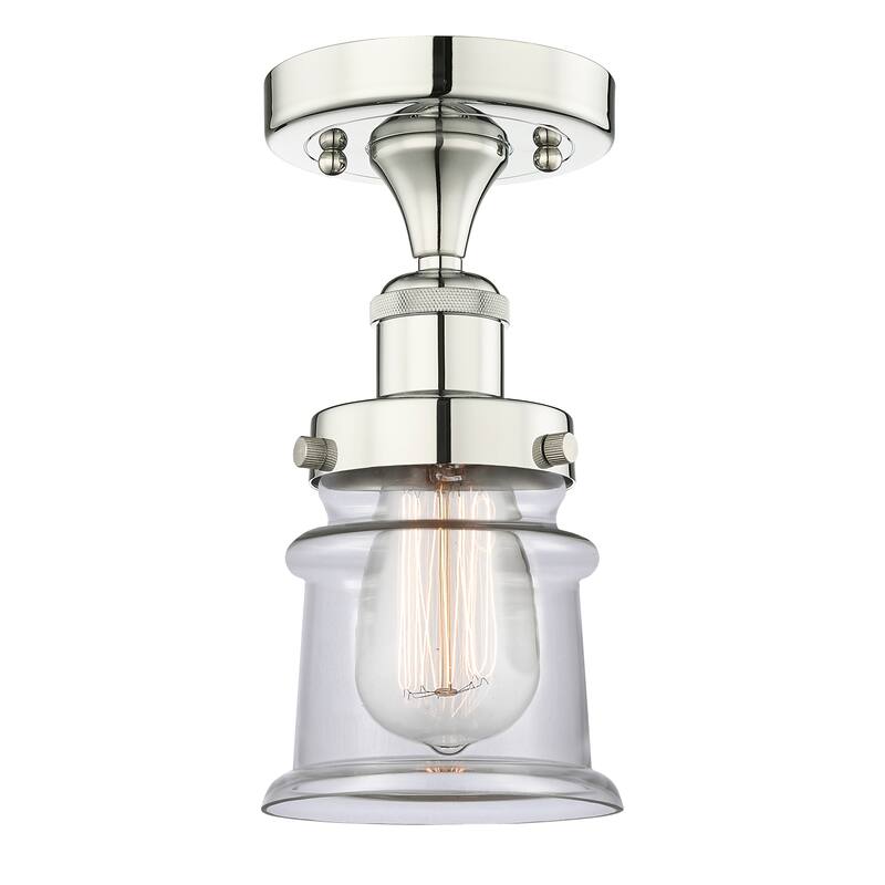 Innovations Lighting Canton - 1 Light 5" Semi-Flush Mount - Clear/Polished Nickel