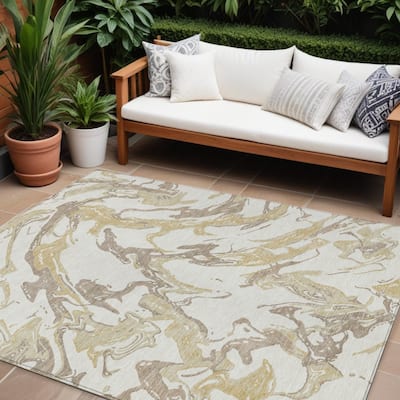 HomeRoots Abstract Transitional Rectangle Outdoor Rug