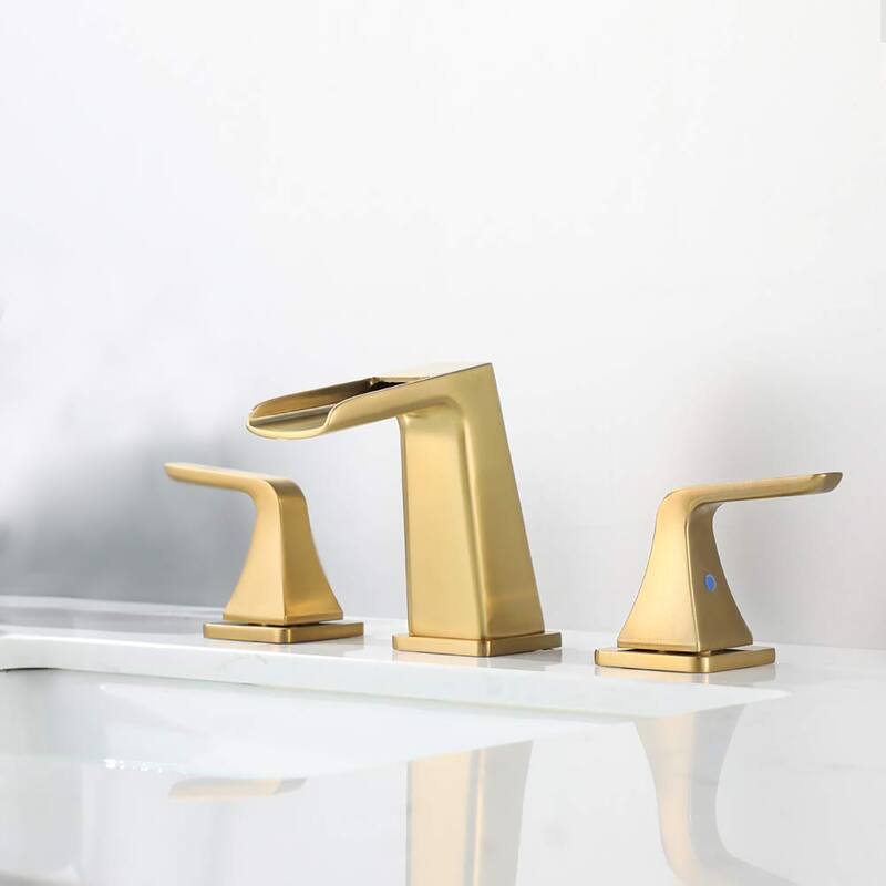PROOX 8" Widespread Double Handles Bathroom Waterfall Basin Faucet w/ Drain Assembly