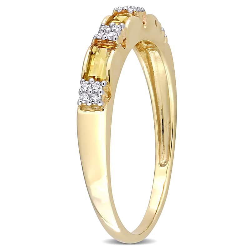 Miadora 10k Yellow Gold Baguette-cut Citrine & Diamond Accent Stackable Eternity Wedding Band Ring