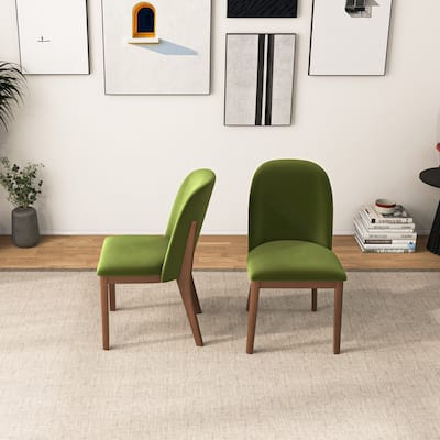 Bellar Mid Century Modern Linen/Velvet Dining Chair (Set of 2)