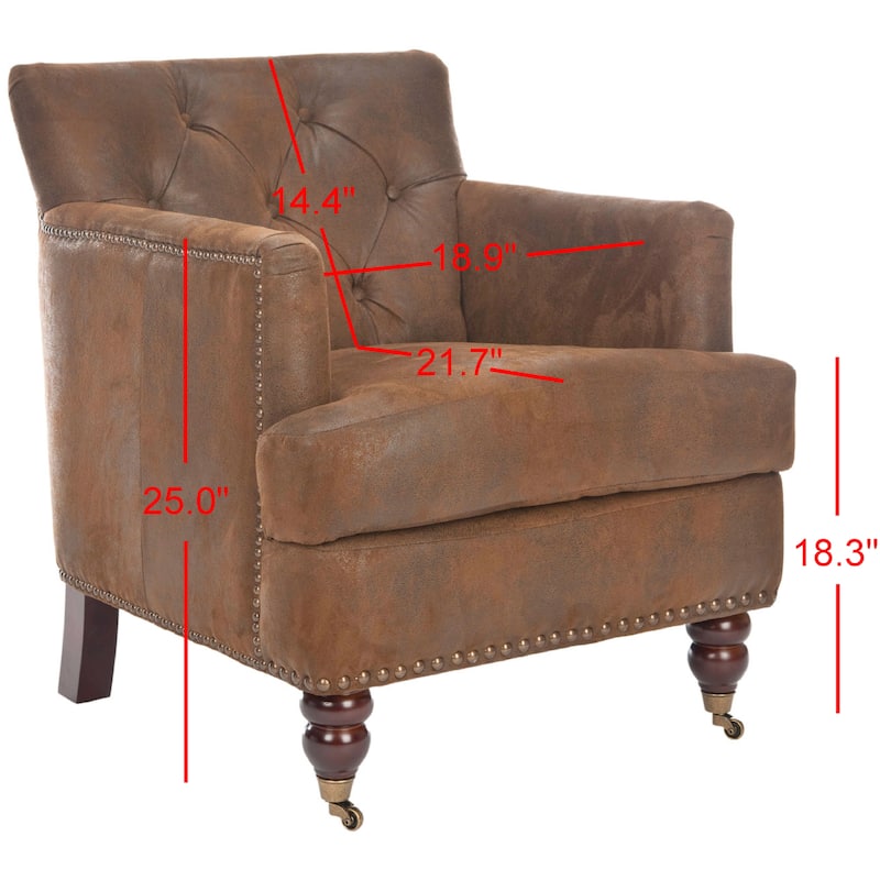 SAFAVIEH Tori Antiqued Tufted Club Chair - 28" x 34.4" x 32.7". - 28"W x 34"D x 33"H