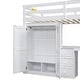 preview thumbnail 10 of 16, Twin Loft Bed wStairs and Desk, Wardrobe and Storage Drawers, White