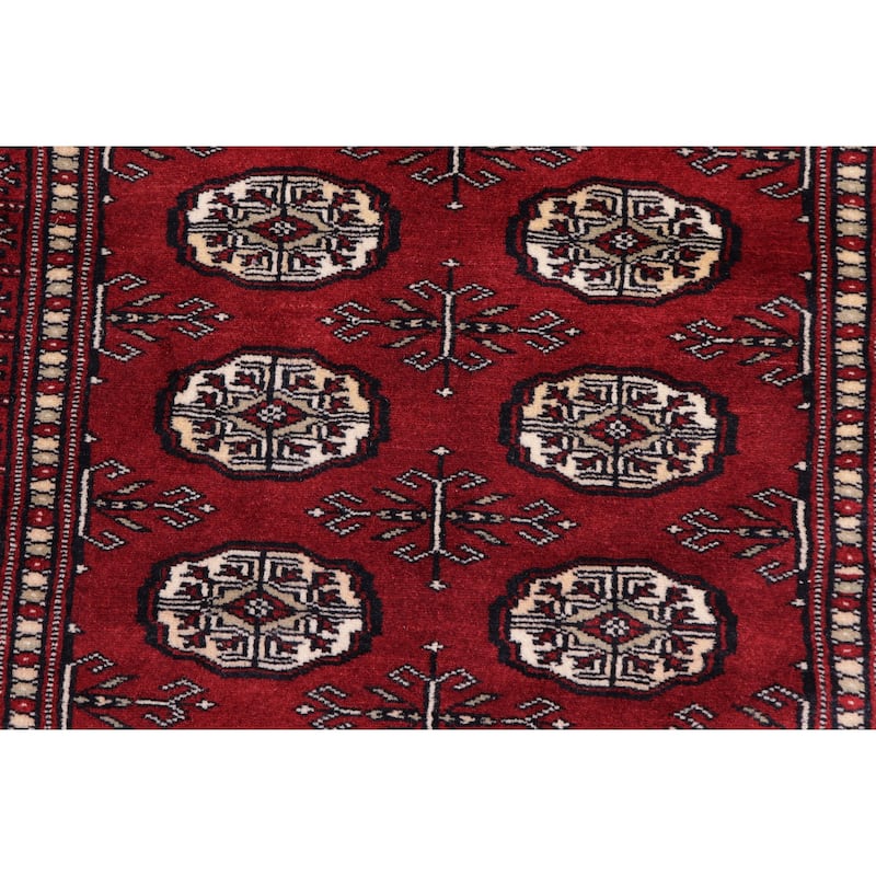 Tribal Bokhara Harding Red/Beige Hand Knotted Wool Runner - 2'7'' x 11'10''