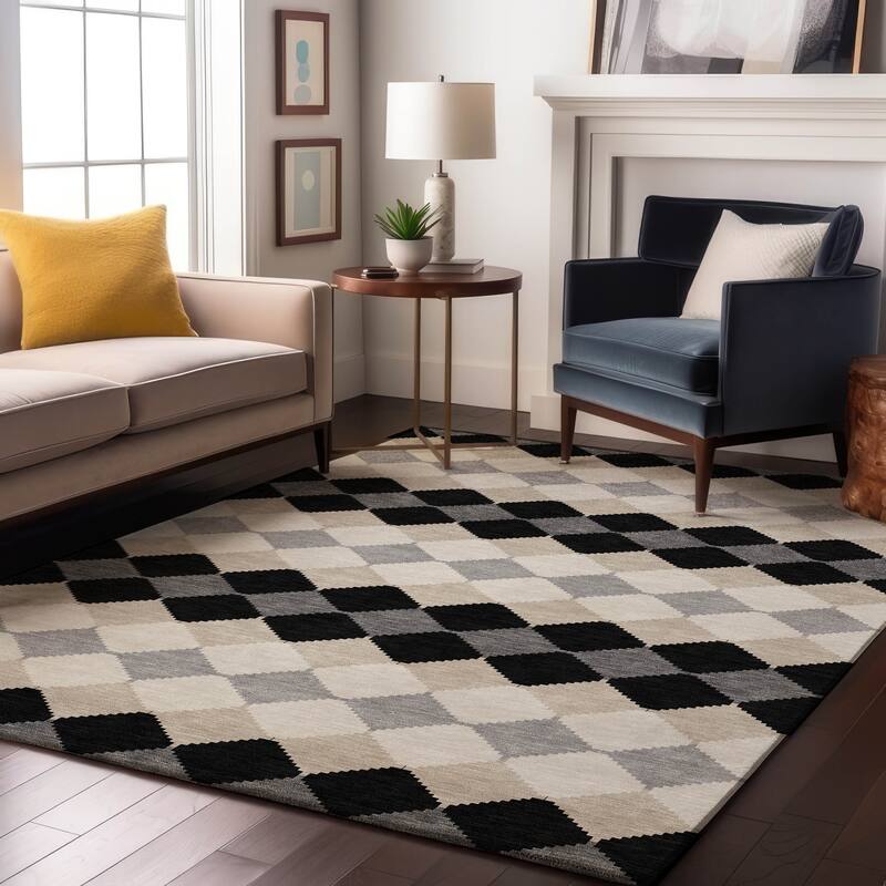 Premium Washable Super Soft Diamond Modern Mayfield Rug - Black - 8' x 10'