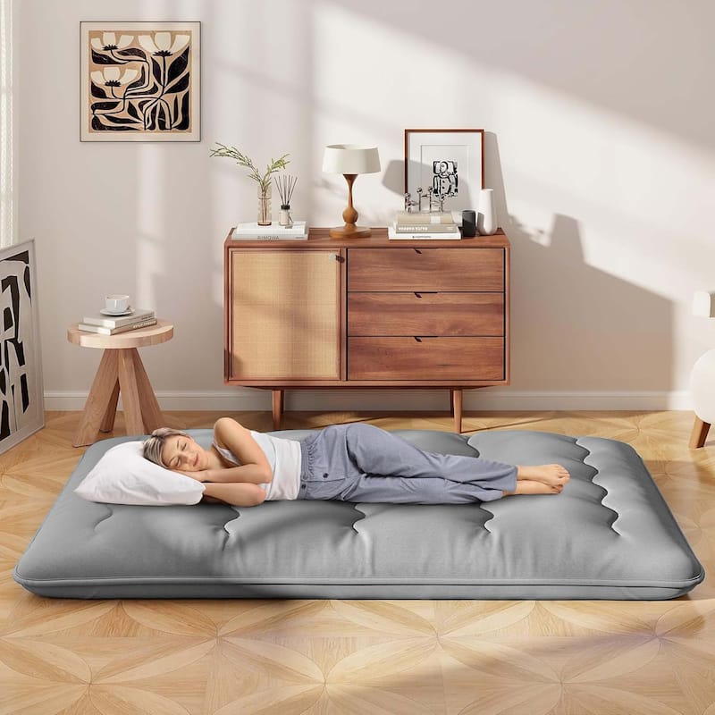 Futon Mattress Japanese Floor Pad w/ Washable Cover & Carry Bag