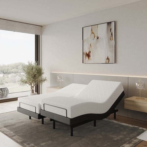 Adjustable queen bed store frame with remote