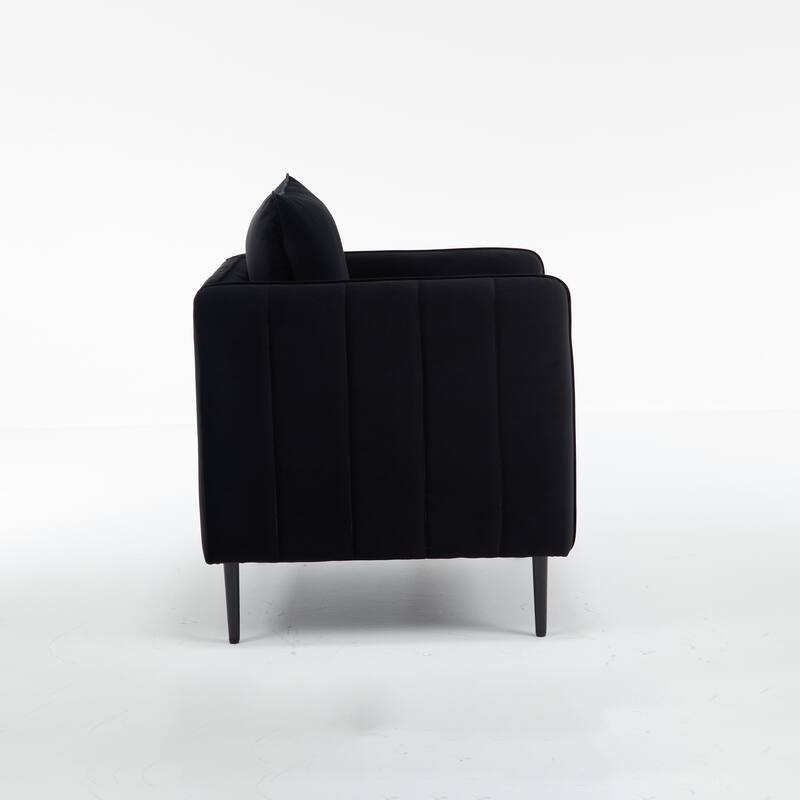 Velvet Mid-Century Modern Accent Chair with Metal Legs and Included Pillow