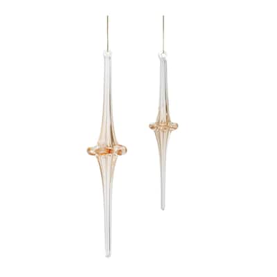 Ombre Glass Drop Christmas Ornaments - 10" - Gold and Clear - 12ct