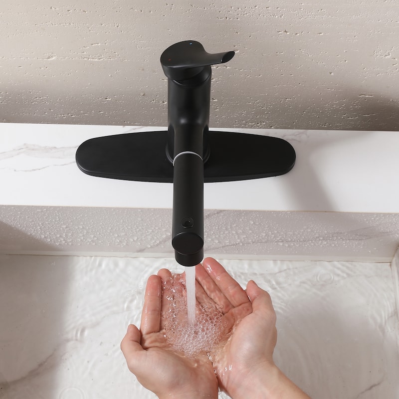 7.8" H Single-Handle Bathroom Sink Faucets with Pull Out Sprayer, Single Hole Vessel Faucet With Deck Plate