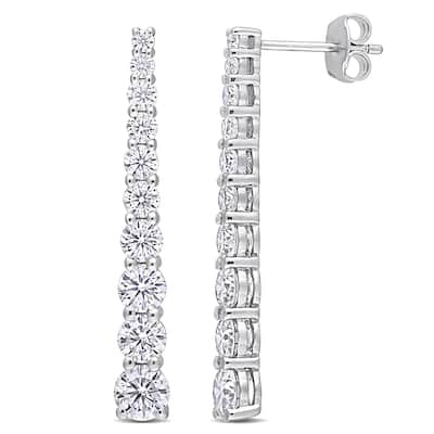 Miadora 2 3/4ct DEW Moissanite Graduated Linear Drop Earrings in Sterling Silver