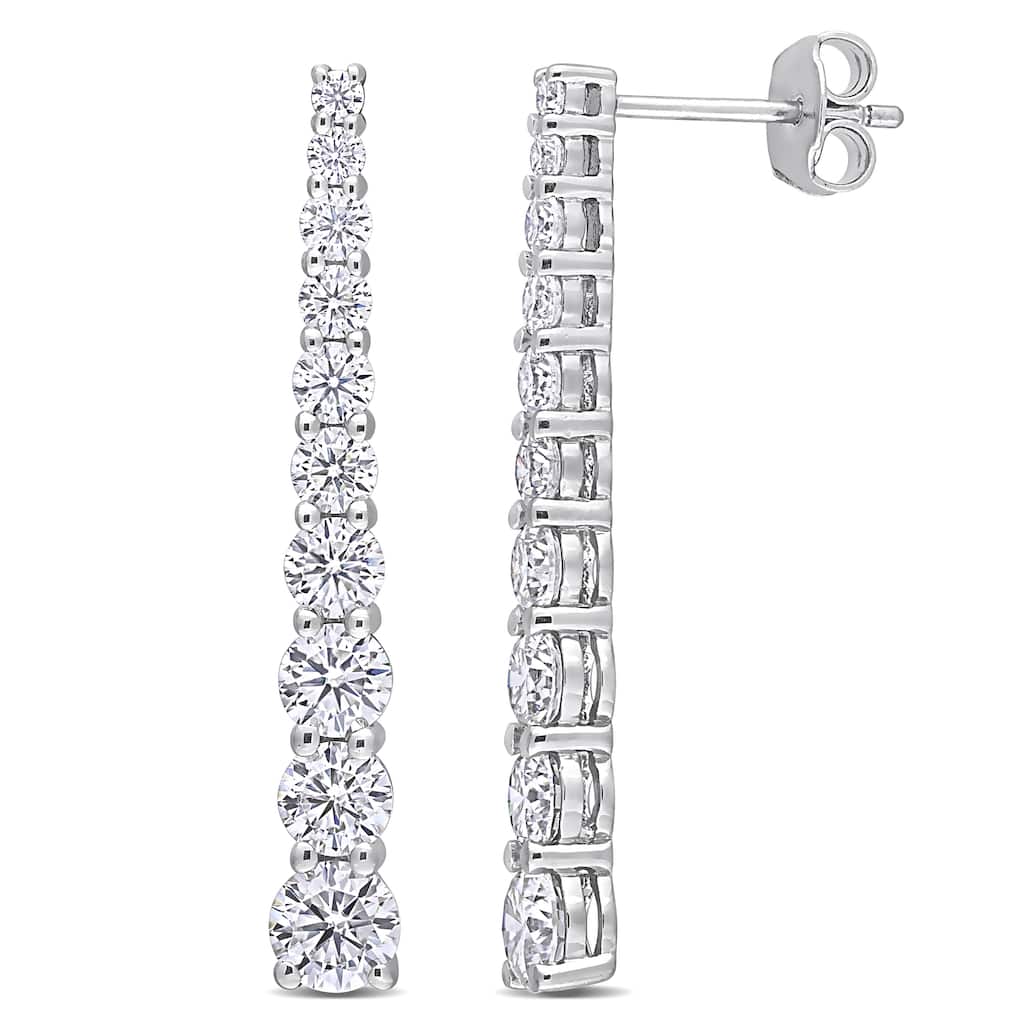 Miadora 2 3/4ct DEW Moissanite Graduated Linear Drop Earrings in Sterling Silver