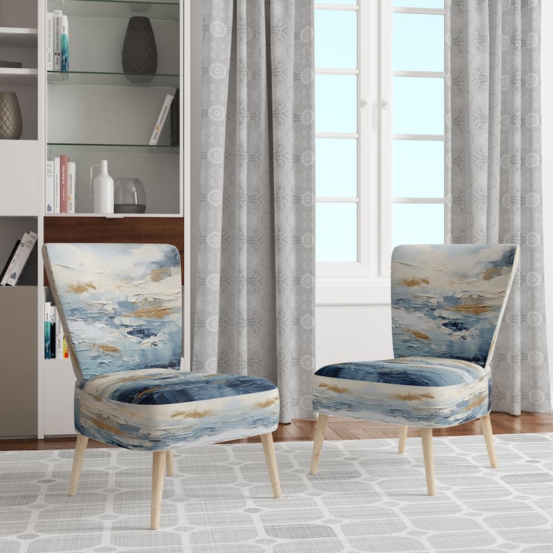 Designart "Beach Scandinavian Solitude III" Upholstered Abstract Accent Chair and Nautical & Coastal Arm Chair - Multiple Color - Side Chair
