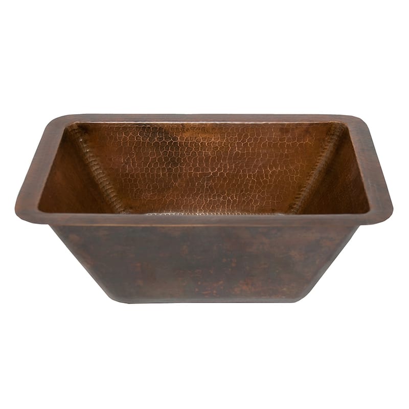 17-in Rectangle Hammered Copper Bathroom Sink (LRECDB)