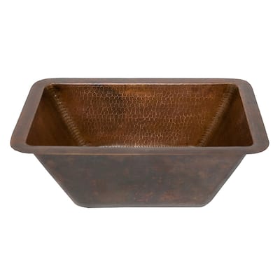 17-in Rectangle Hammered Copper Bathroom Sink (LRECDB)