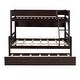 preview thumbnail 7 of 5, Espresso Twin over Full Solid Pine Wood Bunk Bed with Storage Shelves & Twin Size Trundle, Guard Rails