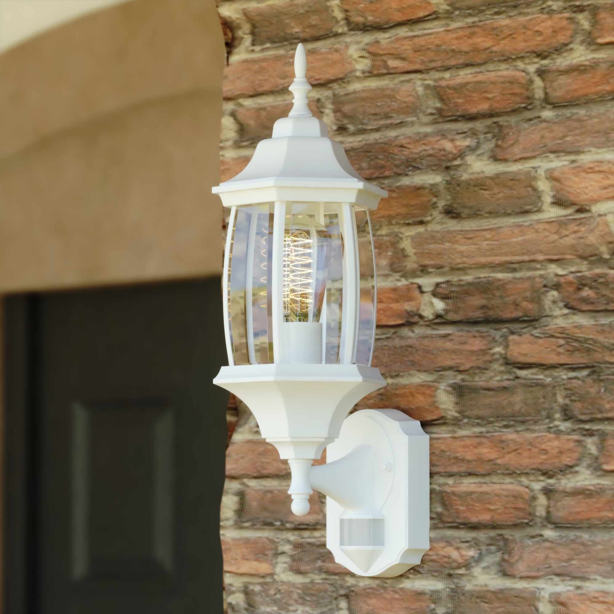 Hampton bay exterior wall lantern with store motion sensor and dusk to dawn