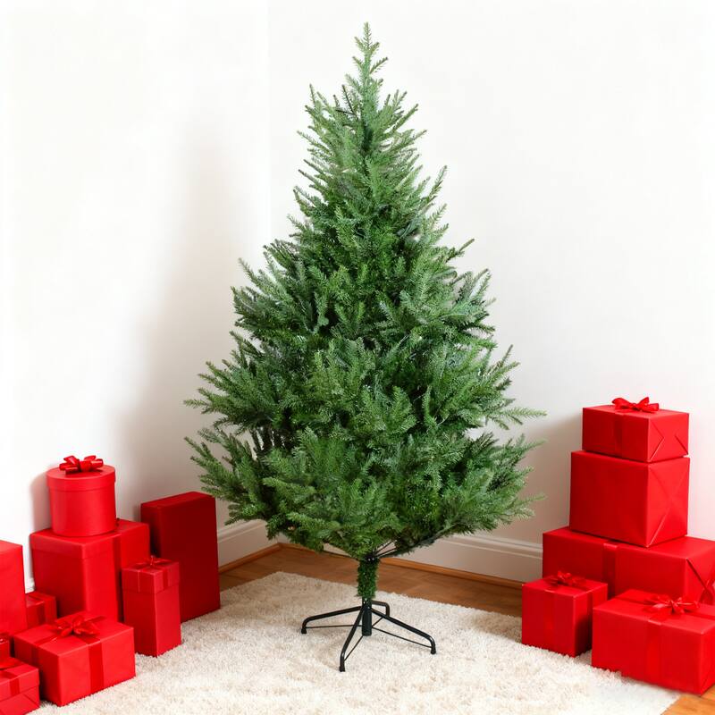 Curved Artificial Christmas Tree - Irregular Shape, Green PE Material, Metal Base, Halloween/Christmas