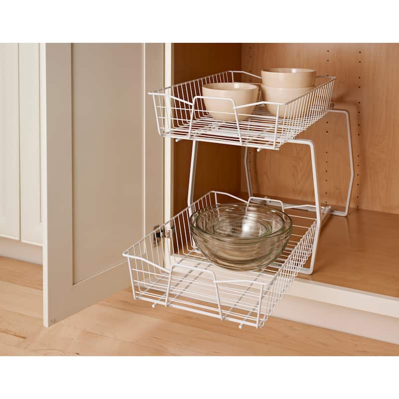 ClosetMaid White Finish 14in Two-Tier Pull Out Cabinet Organizer