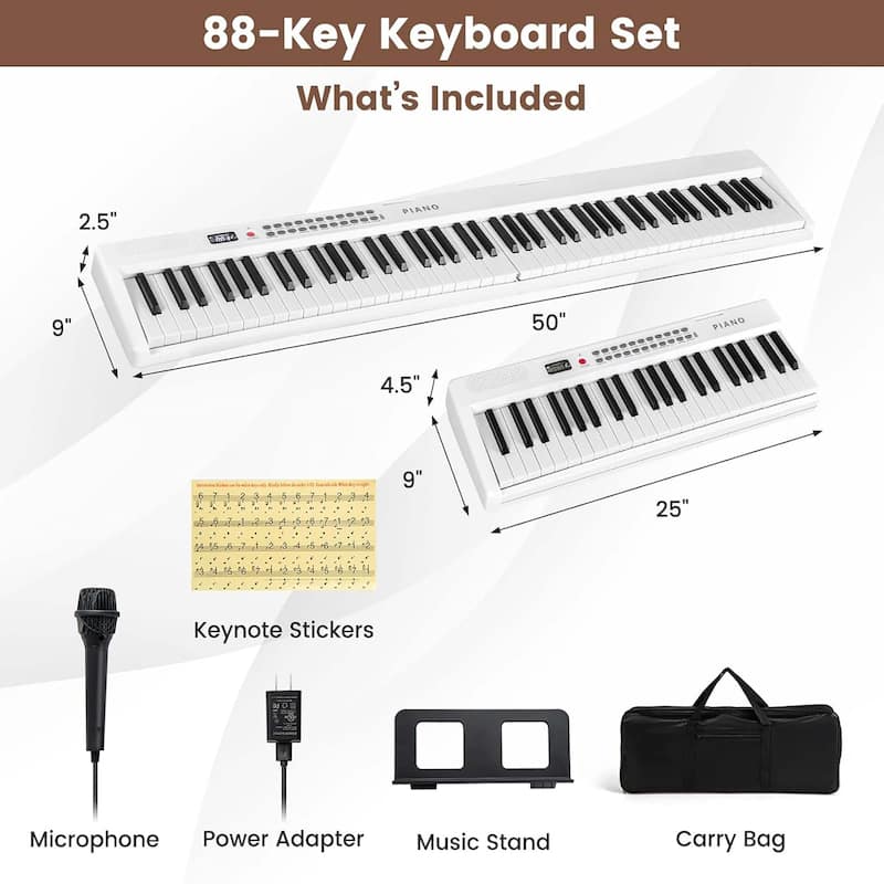 Folding Portable Semi-Weighted Keyboard 88 Key Keyboard Piano