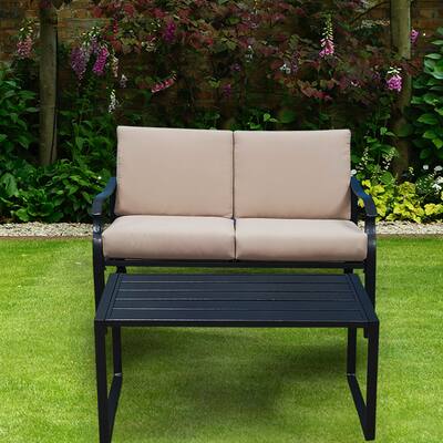 Bistro Terrace Outdoor Furniture Set, Ergonomic Rocking Chairs with Cloth Cushion