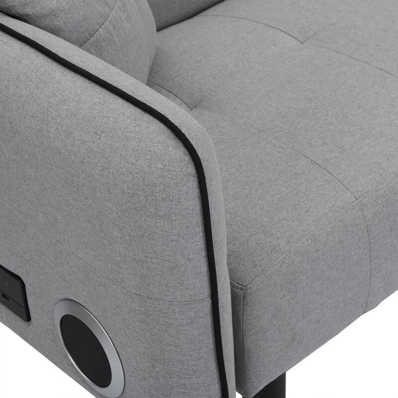 Folding Ottoman Sofa Bed with Stereo, Gray, MDF Material