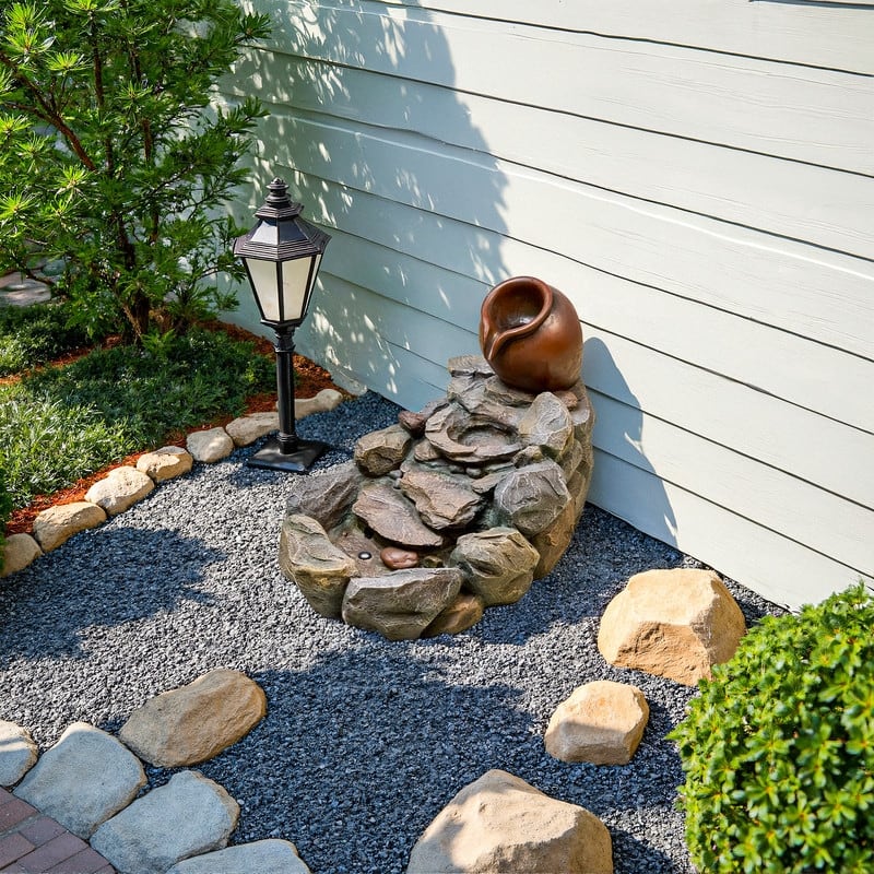 Weather-Resistant Outdoor Rocky Stream Water Fountain with LED Lights