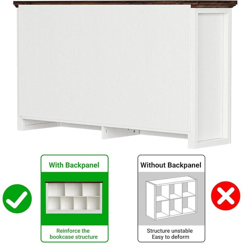 7/10 Cube Bookcase Organizer with Backpanel, 50" Wooden Storage Book Shelf for Living Room, Bedroom, Home Office, Kids Room