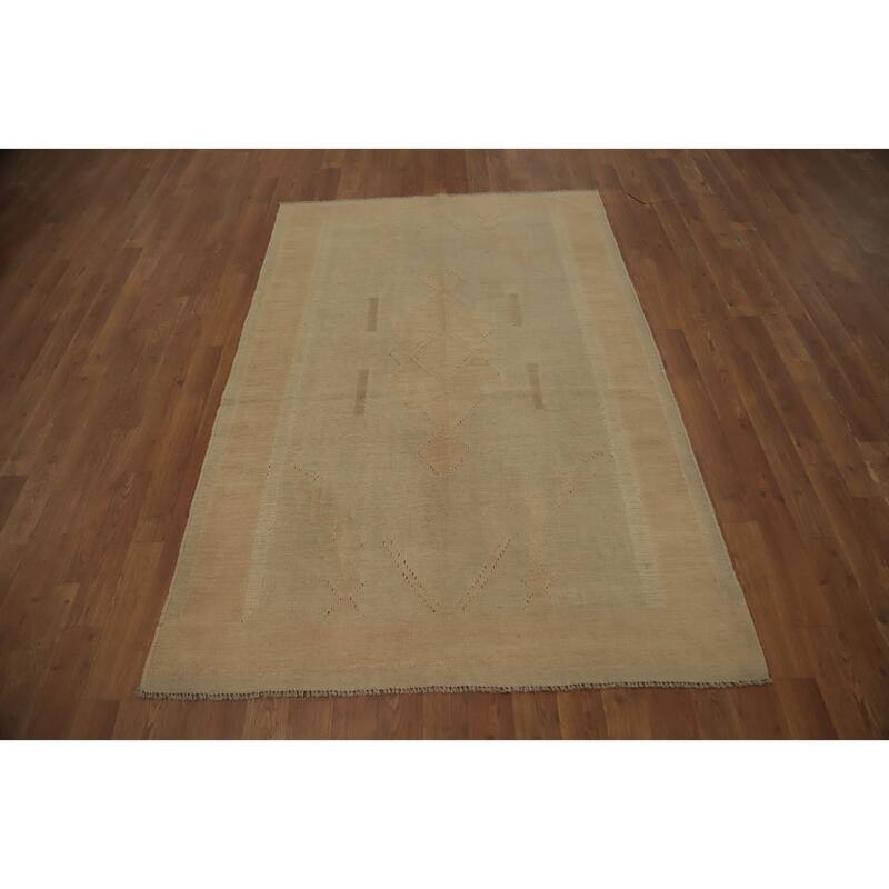 Hand Woven Oriental 100% Wool Carpet Southwestern Tribal Brown Kilim Area Rug - 5' 9'' X 3' 11''