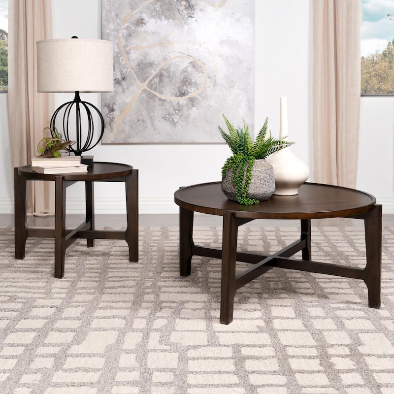 Mavis Dark Brown Round Coffee End Table