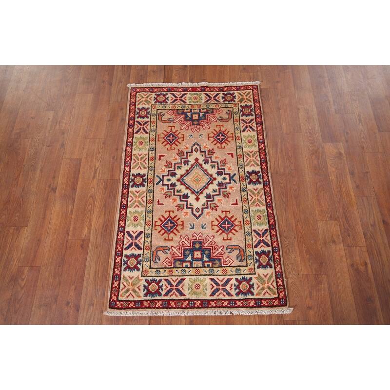 Kazak Accent Rug Hand-Knotted Traditional / Geometric Wool Carpet - 2'0" x 3'2"
