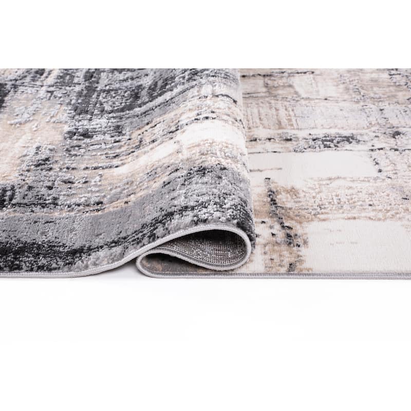 Cairo Collection Transitional Anthracite/Beige Abstract Area Rug