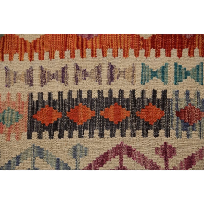 South Western Style Kilim Oriental Rug Hand-Woven Wool Carpet - 9'8" x 13'1"