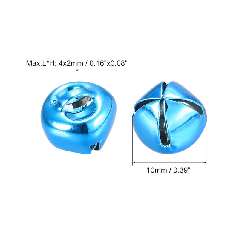 Jingle Bells, 10mm 120pcs Small Bells for Crafts DIY Christmas, Gold Tone - Blue - 10mm