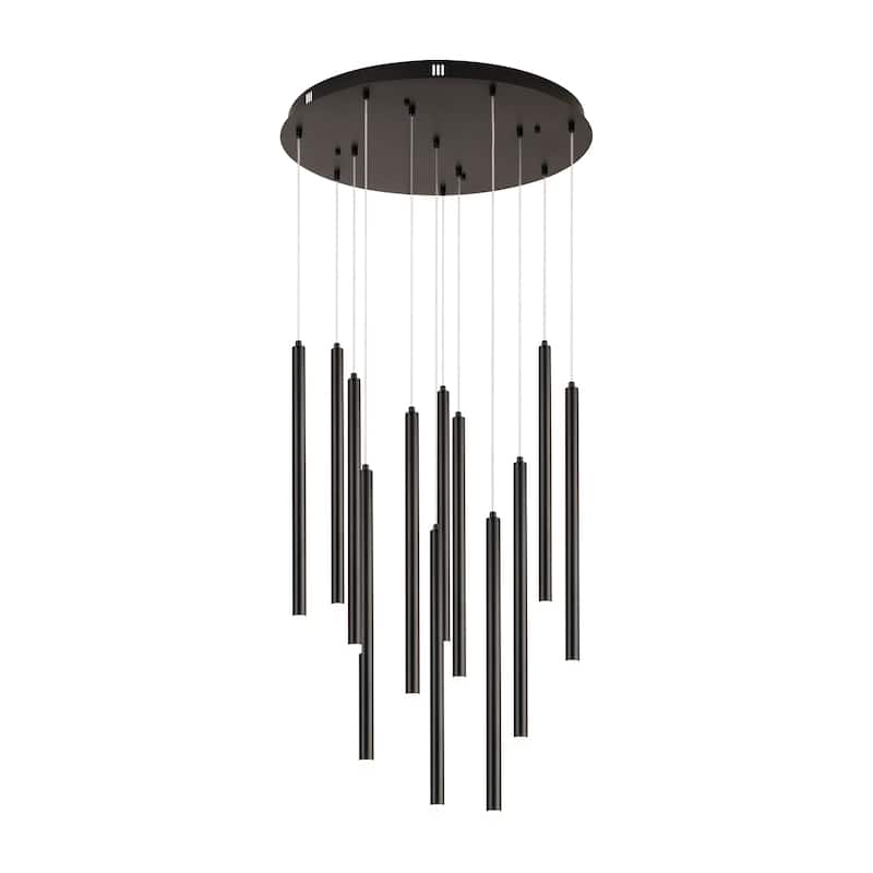 12-Light Stylish Tassel Tube LED Integrated Chandelier - N/A