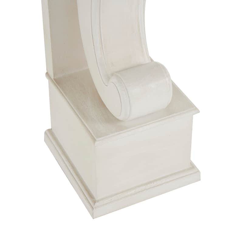 Wooden Scroll Freestanding Fireplace Mantle with Floral Accents - Black or White - Roche River Decor